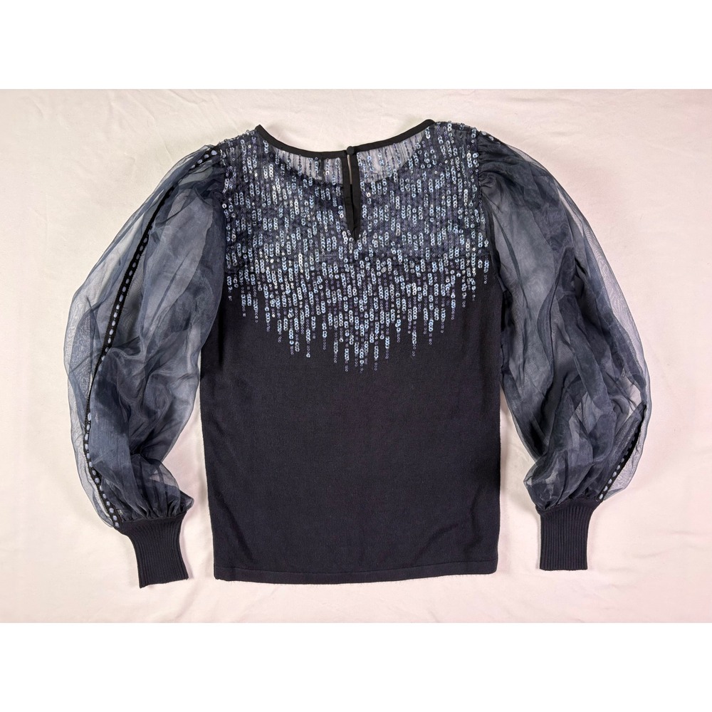NWT Blank London Bectonesa Knit Top XS Sequin Sheer Puff Sleeve Formal Party - Picture 8 of 8